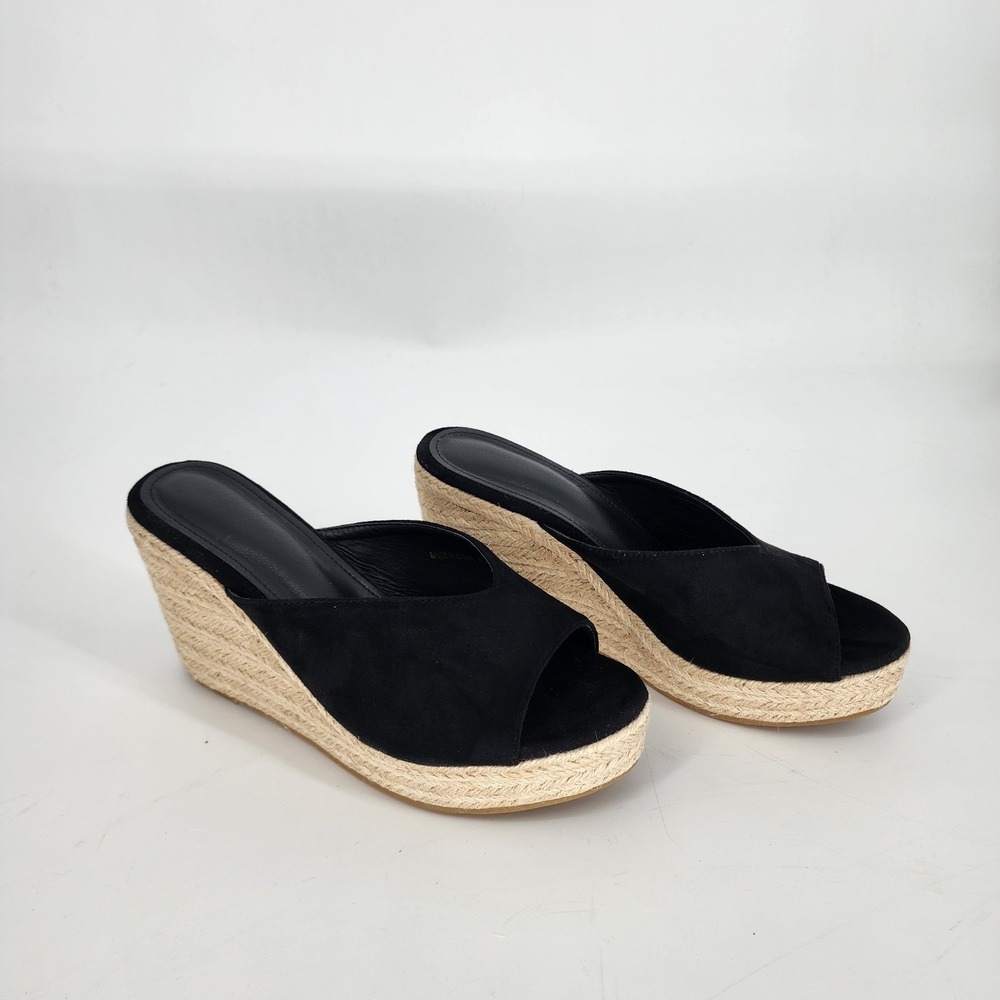 Womens Slip On Espadrille Wedge Sandals Size 10.5 Garden Party Minimalist Chic